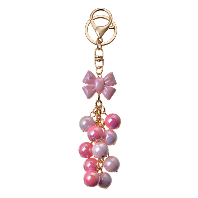 JZKC0154 Keychain 9 cm Pink Metal Glass