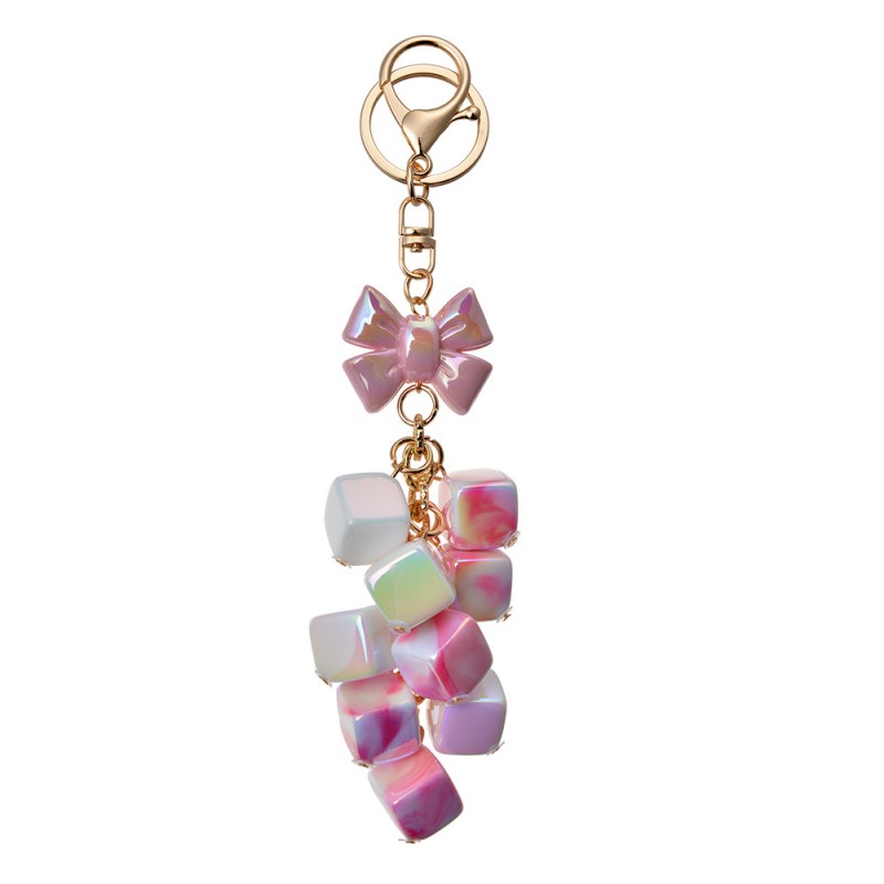 JZKC0159 Keychain 9 cm Pink Metal Glass