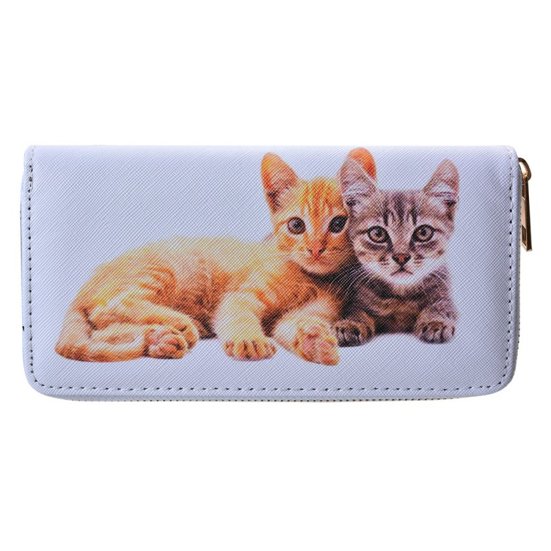 JZWA0217 Brieftasche 19x10 cm Weiß Kunststoff Katzen