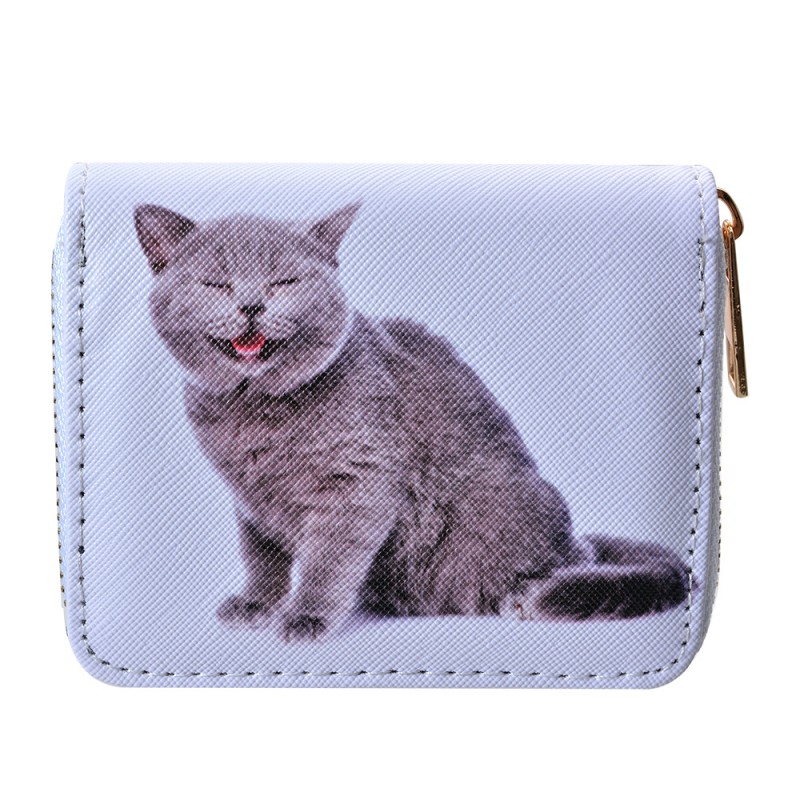 JZWA0227 Brieftasche 11x9 cm Weiß Kunststoff Katze