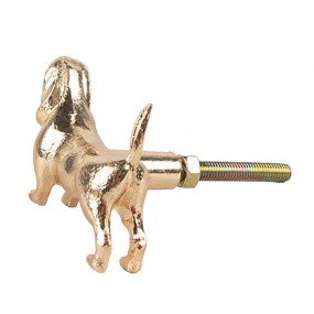 265747 Door Knob Dog 6x4x4 cm Gold colored Iron