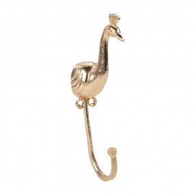 265748 Wall Hook Peacock 5x3x14 cm Gold colored Iron