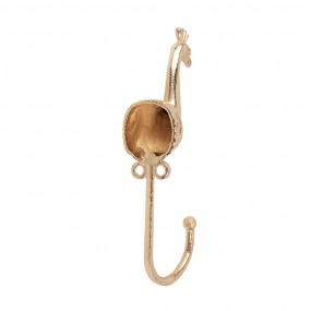 265748 Wall Hook Peacock 5x3x14 cm Gold colored Iron