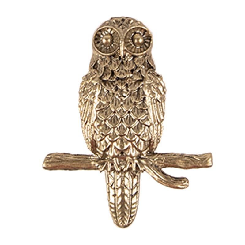 65749 Door Knob Owl 5x4x6 cm Gold colored Iron