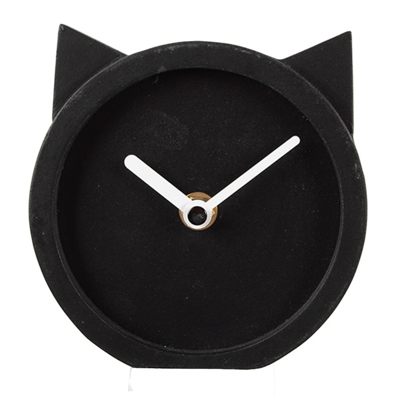 6KL0822 Orologio da tavolo 12x5x13 cm Nero Legno  Gatto