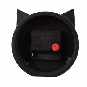 26KL0822 Table Clock 12x5x13 cm Black Wood Cat