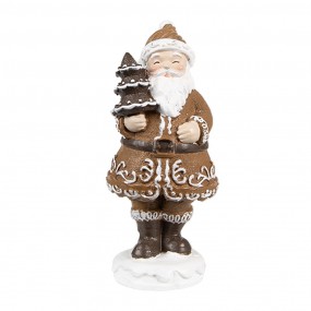 26PR4305 Kerstdecoratie Beeld Kerstman 3x3x8 cm Bruin Kunststof