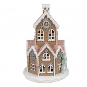 26PR4308 Gingerbread house with LED 22 cm Brown Plastic Gingerbread house