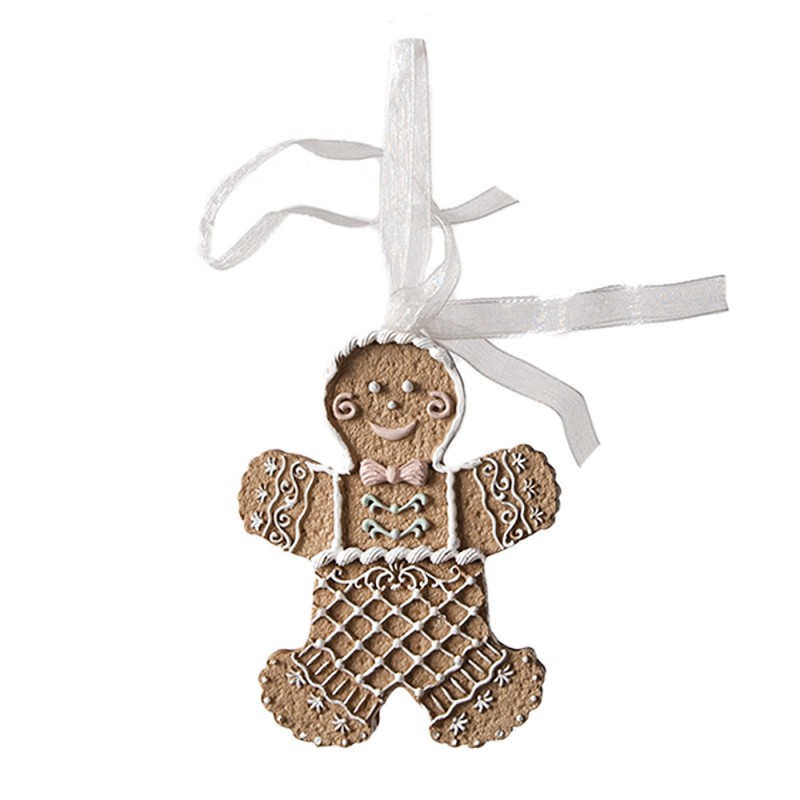 6PR4316 Christmas Ornament Gingerbread man 6x1x8 cm Brown Plastic Christmas Tree Decorations