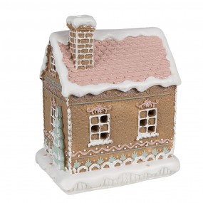 26PR4317 Gingerbread house met LED 13x10x16 cm Bruin Kunststof Peperkoekhuisje