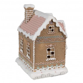 26PR4317 Gingerbread house met LED 13x10x16 cm Bruin Kunststof Peperkoekhuisje