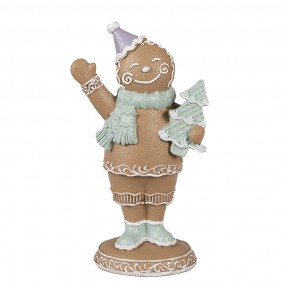 26PR4321 Kerstdecoratie Beeld Gingerbread man 16 cm Bruin Kunststof