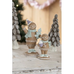 26PR4321 Kerstdecoratie Beeld Gingerbread man 16 cm Bruin Kunststof