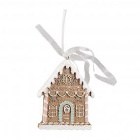 26PR4322 Christmas Ornament Gingerbread house 6x1x8 cm Brown Plastic