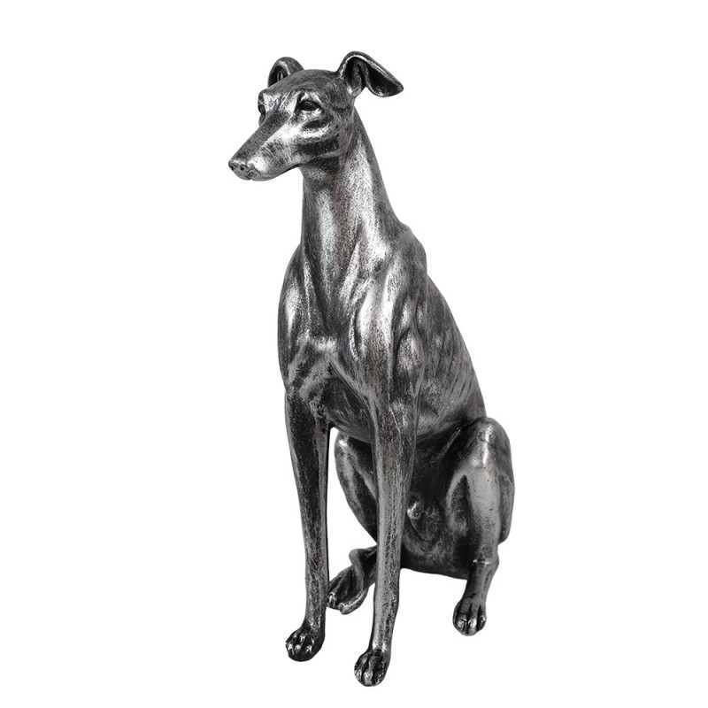 6PR5068 Decorative Dog Figurine 20x10x30 cm Silver colored Plastic