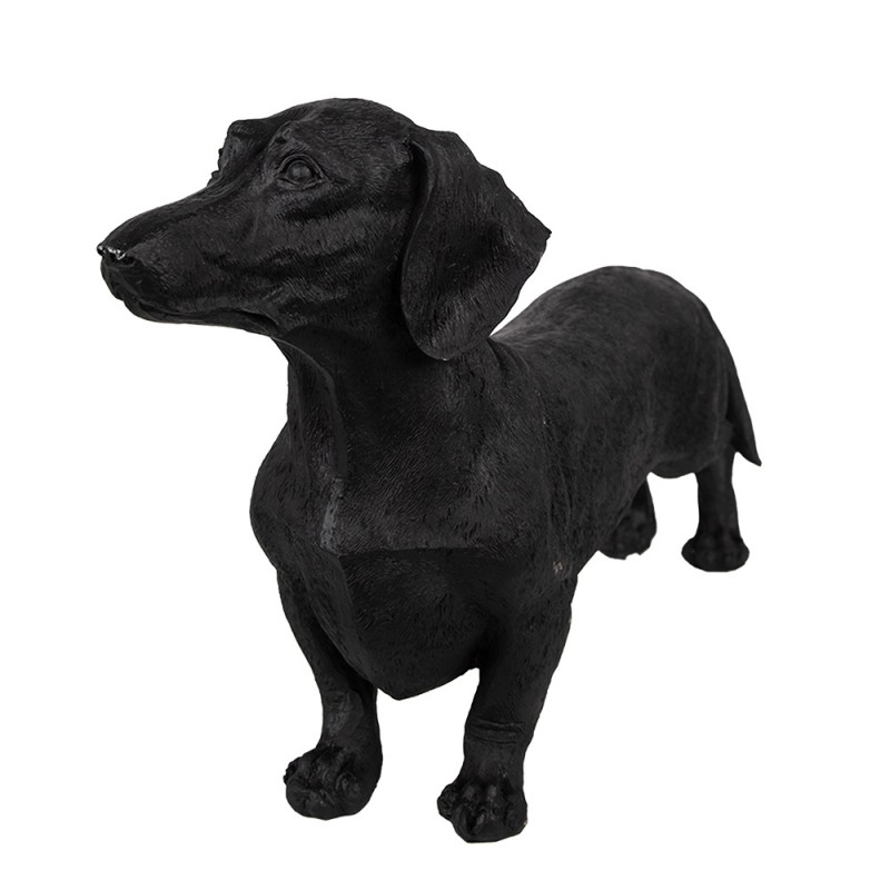 6PR5070 Figurine de chien décorative 37x11x23 cm Noir Plastique