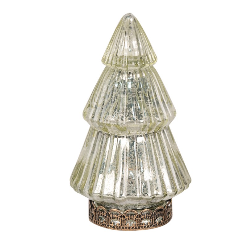 6GL4559 Kerstdecoratie met LED-verlichting Kerstboom Ø 8x14 cm Goudkleurig Glas