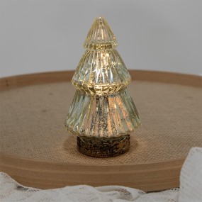 26GL4559 Décoration de Noël avec éclairage LED Sapin de Noël Ø 8x14 cm Couleur or Verre