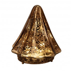 26GL4566 Décoration de Noël avec éclairage LED Sapin de Noël Ø 14x16 cm Marron Verre