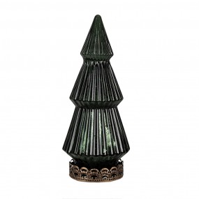 26GL4573GR Décoration de Noël avec éclairage LED Sapin de Noël Ø 13x23 cm Vert Verre