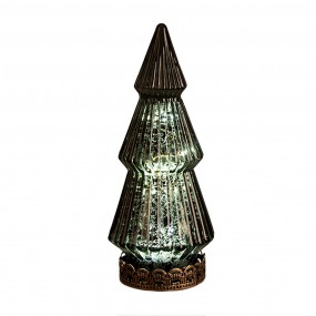 26GL4573GR Décoration de Noël avec éclairage LED Sapin de Noël Ø 13x23 cm Vert Verre