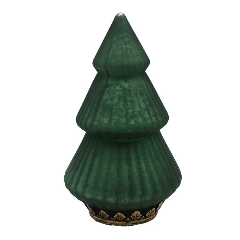 6GL4577 Christmas Decoration with LED Lighting Christmas Tree Ø 13x23 cm Green Glass