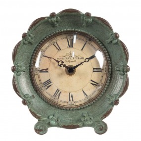 26KL0821 Horloge de table 15x7x16 cm Vert Fer Verre