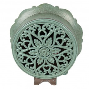 26KL0821 Table Clock 15x7x16 cm Green Iron Glass