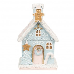 26PR4200 Gingerbread house met LED 9x8x15 cm Blauw Kunststof Peperkoekhuisje