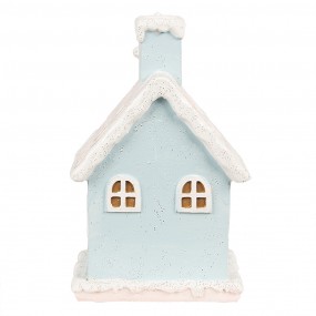 26PR4200 Gingerbread house met LED 9x8x15 cm Blauw Kunststof Peperkoekhuisje