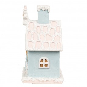 26PR4200 Gingerbread house met LED 9x8x15 cm Blauw Kunststof Peperkoekhuisje