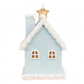 26PR4201 Gingerbread house met LED 9x8x15 cm Blauw Kunststof