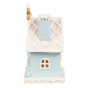 26PR4201 Gingerbread house met LED 9x8x15 cm Blauw Kunststof