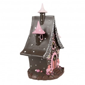 26PR4240 Gingerbread house met LED 16x13x26 cm Bruin Roze Kunststof Peperkoekhuisje