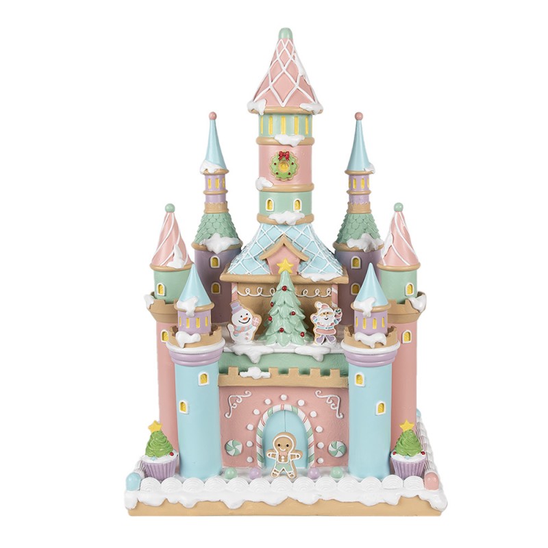 6PR4262 Gingerbread house 27x18x42 cm Pink Plastic Gingerbread house