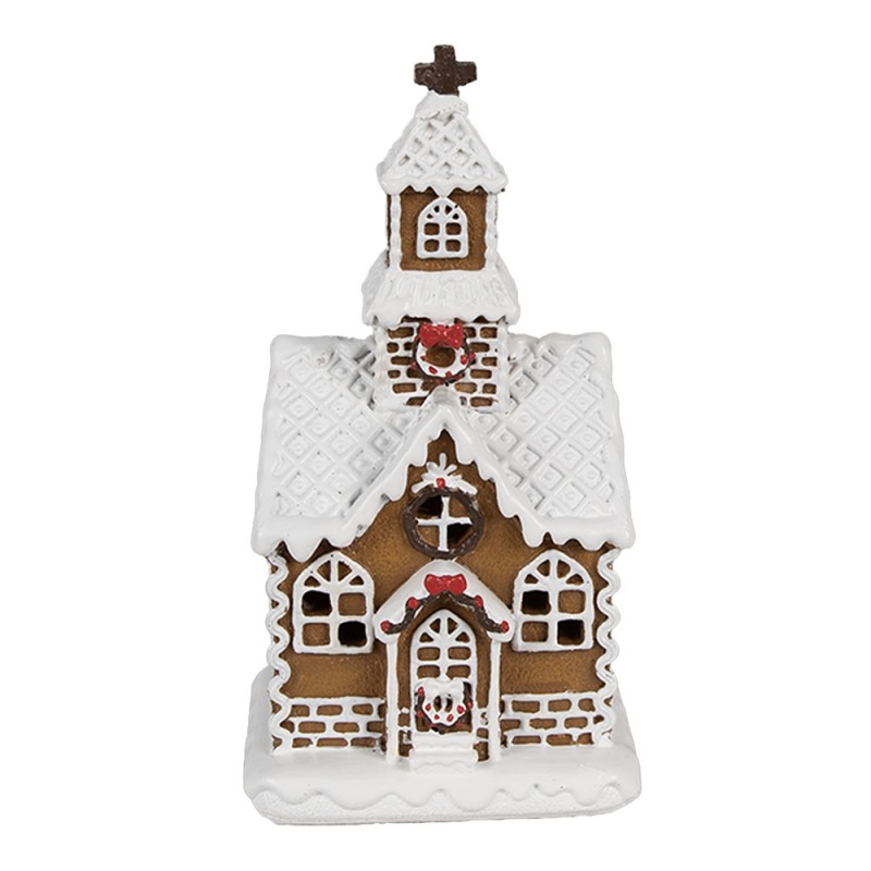 6PR4304 Gingerbread house met LED 8x7x15 cm Bruin Kunststof Peperkoekhuisje