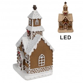 26PR4304 Lebkuchenhaus mit LED 8x7x15 cm Braun Kunststoff Pfefferkuchenhaus