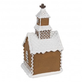 26PR4304 Gingerbread house met LED 8x7x15 cm Bruin Kunststof Peperkoekhuisje