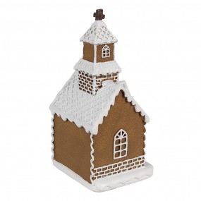 26PR4304 Gingerbread house with LED 8x7x15 cm Brown Plastic Gingerbread house