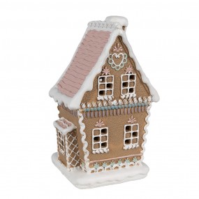 26PR4309 Gingerbread house met LED 13x10x21 cm Bruin Kunststof Peperkoekhuisje