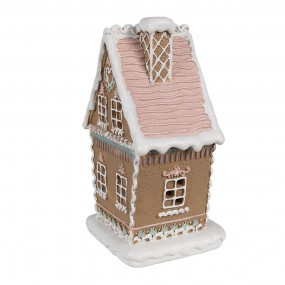 26PR4309 Gingerbread house met LED 13x10x21 cm Bruin Kunststof Peperkoekhuisje