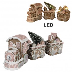 26PR4315 Christmas Decoration with LED Lighting Train 30x7x12 cm Brown Plastic