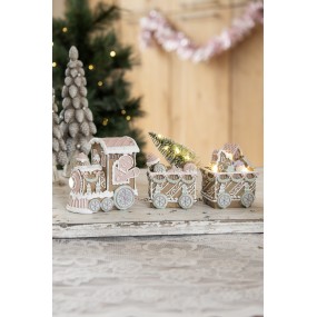 26PR4315 Kerstdecoratie met LED-verlichting Trein 30x7x12 cm Bruin Kunststof