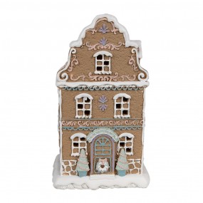 26PR4318 Gingerbread house met LED 12x9x20 cm Bruin Kunststof Peperkoekhuisje