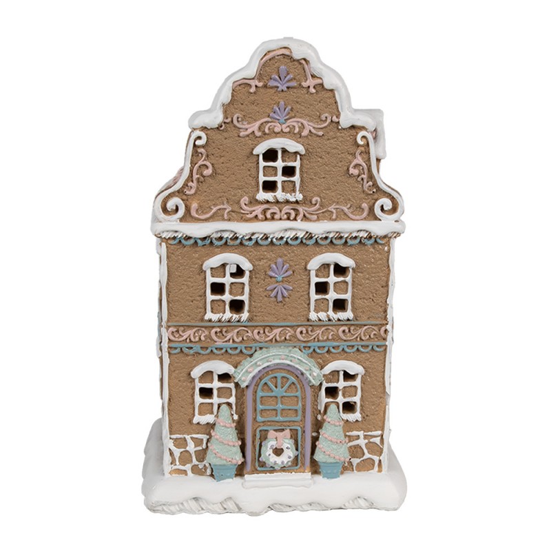 6PR4318 Lebkuchenhaus mit LED 12x9x20 cm Braun Kunststoff Pfefferkuchenhaus