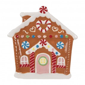 26CE1784 Breakfast Plate Gingerbread house 20x21x2 cm Brown Ceramic Christmas Decoration