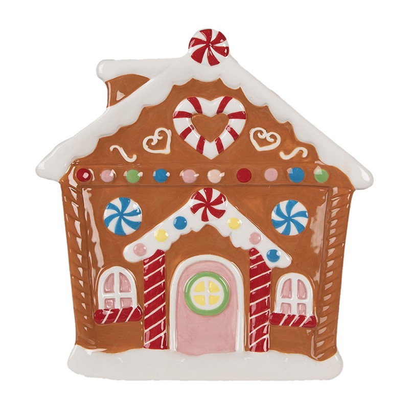 6CE1784 Breakfast Plate Gingerbread house 20x21x2 cm Brown Ceramic Christmas Decoration