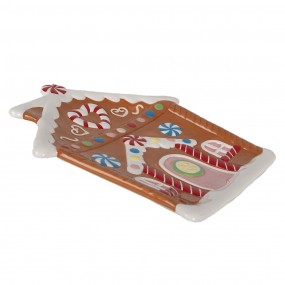 26CE1784 Breakfast Plate Gingerbread house 20x21x2 cm Brown Ceramic Christmas Decoration