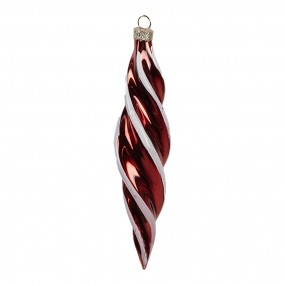 26GL4621 Weihnachtskugel Ø 4x17 cm Rot Weiß Glas Weihnachtsbaumschmuck