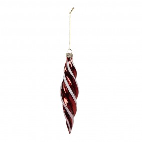 26GL4621 Weihnachtskugel Ø 4x17 cm Rot Weiß Glas Weihnachtsbaumschmuck